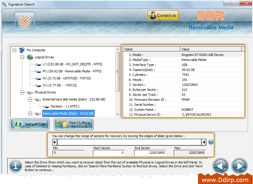 Removable media data recovery software restore digital storage drive files