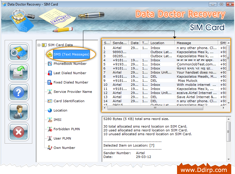 Sim card data recovery software screenshots sim cards messages